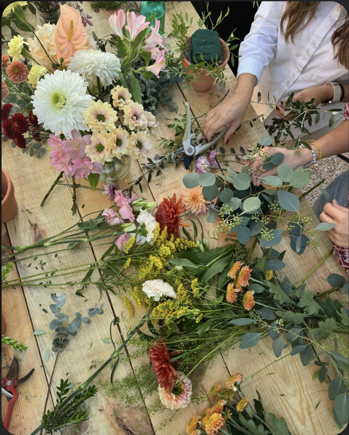 Mesa de flores no workshop