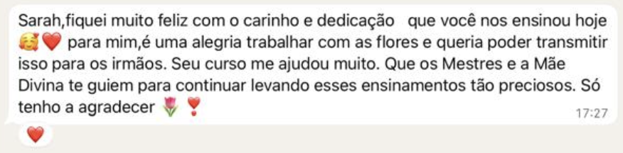 Mensagem de aluna