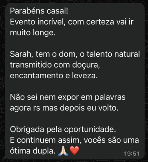 Mensagem de aluna